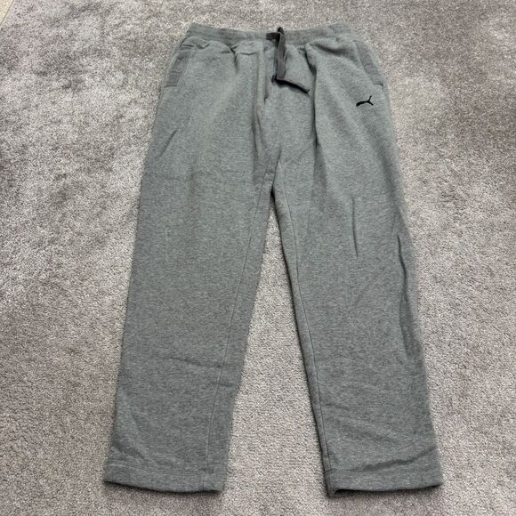 Puma Jogger Sweatpants Mens XL Gray Fleece Tapered Pockets Casual Active Lounge - Picture 1 of 16